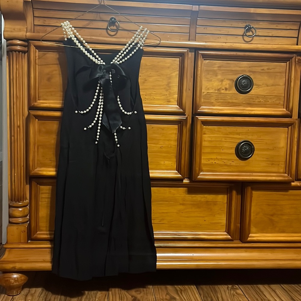 Vintage 90s Molly Malloy Pearl Bow Mini Dress